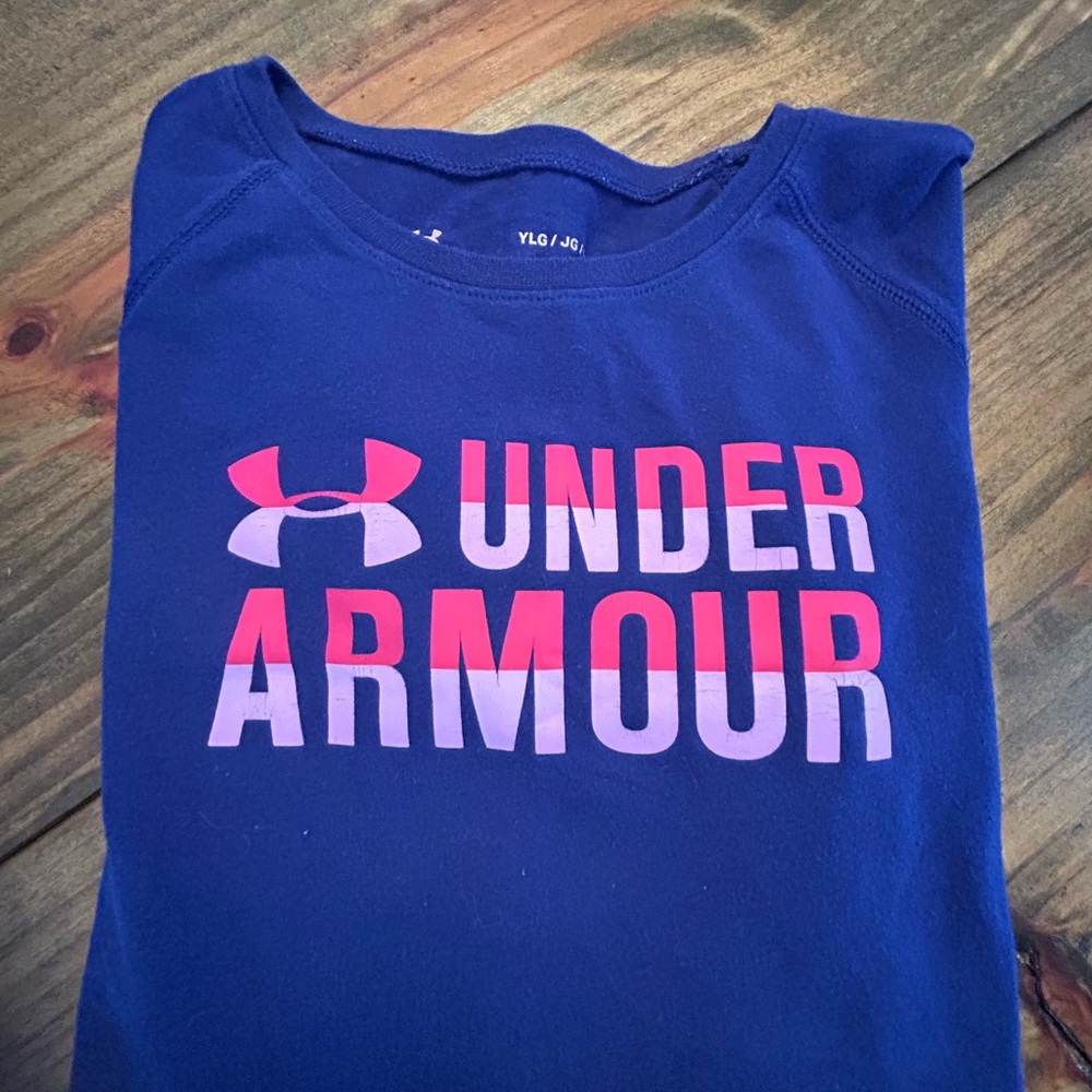 ✨Under Armour Kids Navy Sweatshirt with Pink Logo